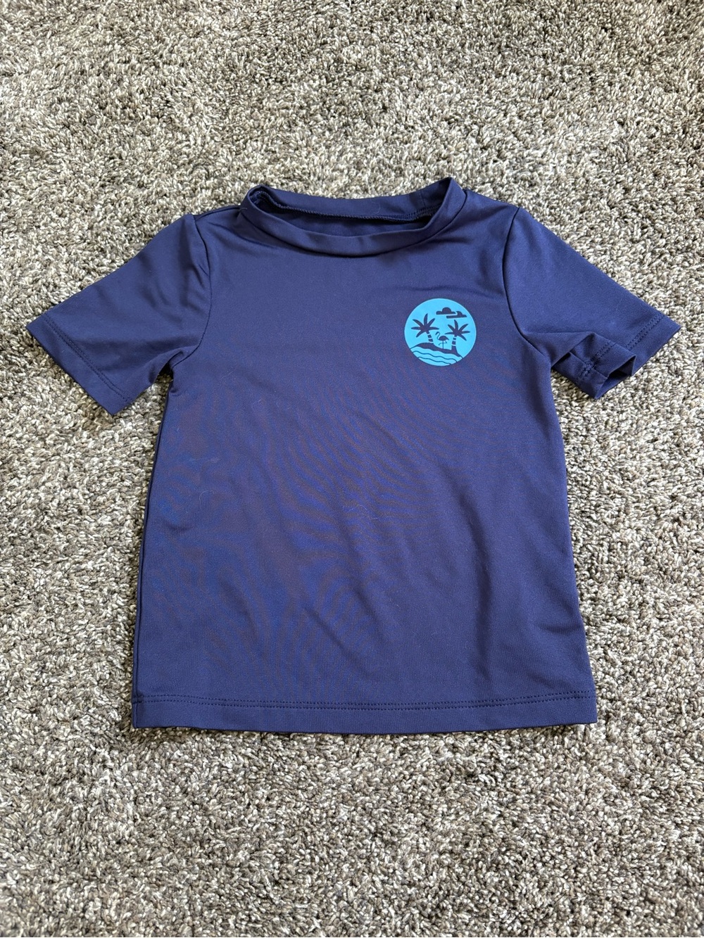 Cat & Jack Navy Short-Sleeve Swim Tee with Teal Palm Graphic